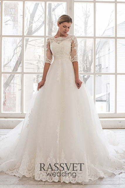 Свадебное платье Келли 2. Силуэт А-силуэт. Цвет Белый / Молочный. Вид 1