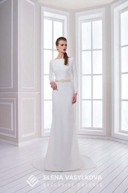 Свадебное платье 148. Силуэт Прямое. Цвет Белый / Молочный. Вид 1