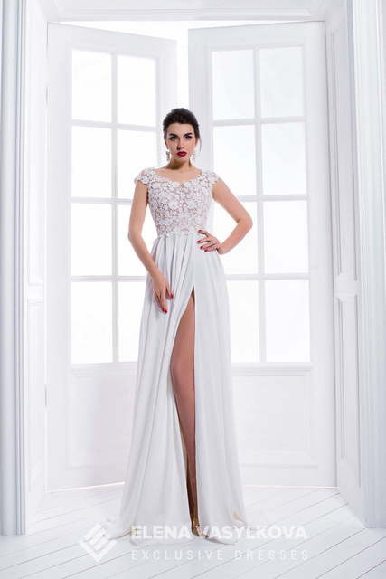 Свадебное платье 155. Силуэт Прямое, Греческий. Цвет Белый / Молочный. Вид 1