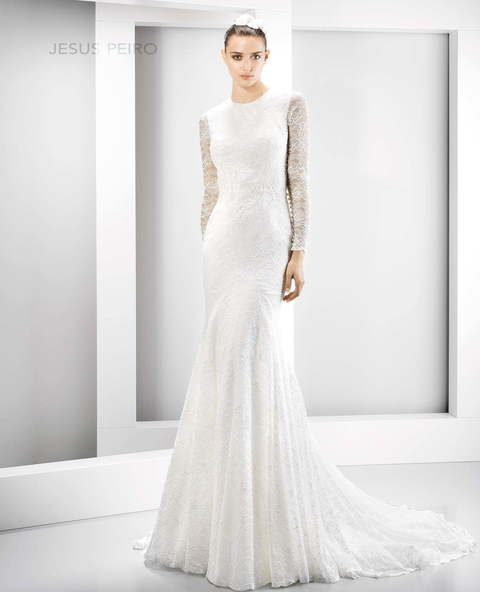 Свадебное платье 6026. Силуэт Рыбка. Цвет Белый / Молочный. Вид 1