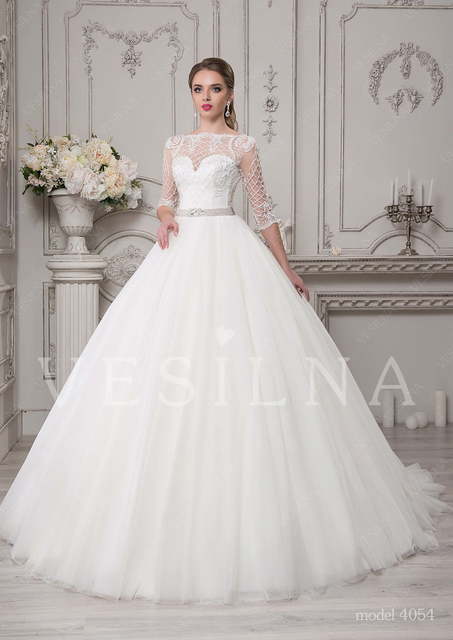 Свадебное платье 4054. Силуэт Пышное. Цвет Белый / Молочный. Вид 1