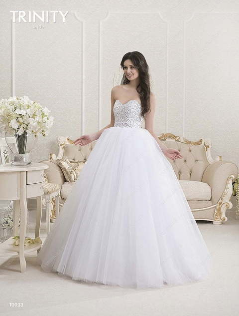 Свадебное платье T0033. Силуэт Пышное. Цвет Белый / Молочный. Вид 1