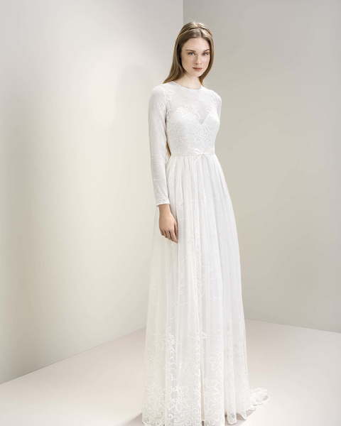 Свадебное платье 7062. Силуэт Прямое. Цвет Белый / Молочный. Вид 1