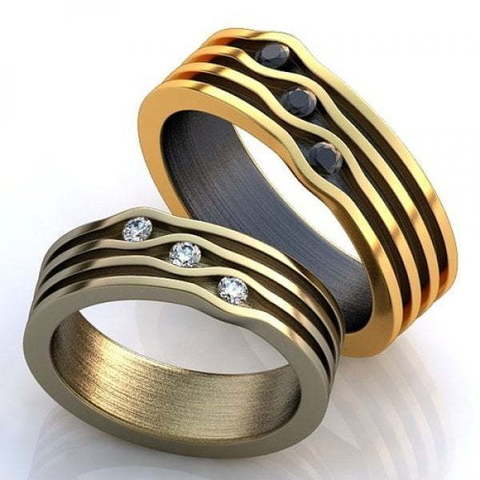 Необычные обручальные кольца с бриллиантами AOG-obr-377 из Комбинированные от Ювелирный салон Art of glow 1