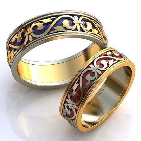 Золотые обручальные кольца с эмалью AOG-obr-945 из Комбинированные от Ювелирный салон Art of glow 1