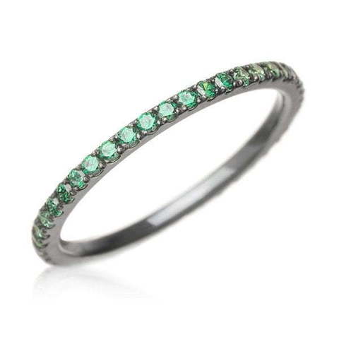 Помолвочное серебряное кольцо дорожка с зелеными фианитами AOG-YMR-0011S из Серебро от Ювелирный салон Art of glow 1