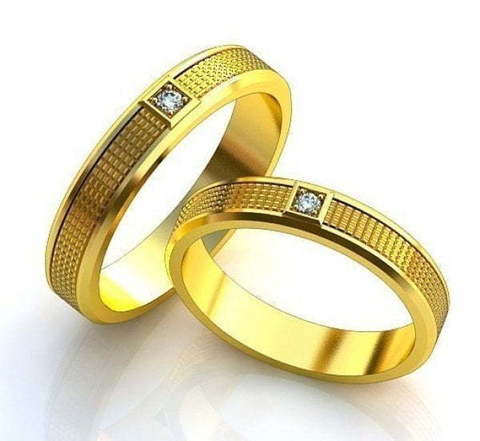Золотые обручальные кольца с бриллиантом R-KO-3020 из Желтое золото от Ювелирный салон Art of glow 1