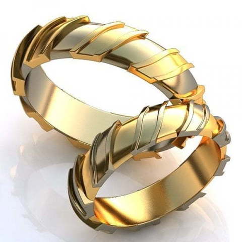 Необычные обручальные кольца без камней AOG-obr-358 из Комбинированные от Ювелирный салон Art of glow 1
