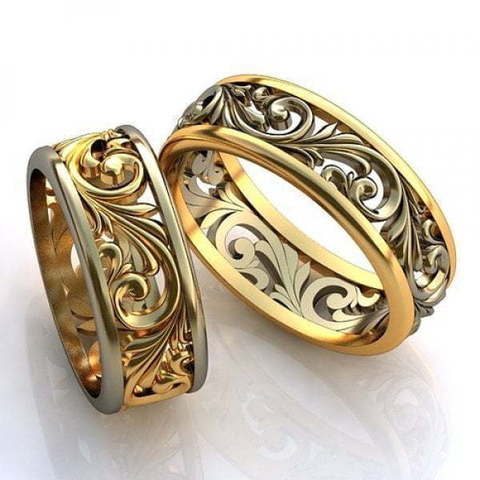 Двухцветные обручальные кольца без камней AOG-obr-555 из Комбинированные от Ювелирный салон Art of glow 1