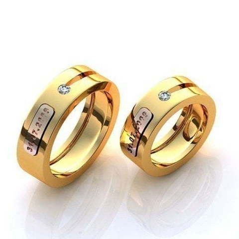 Обручальные кольца с датой свадьбы R-KO-1058 из Желтое золото от Ювелирный салон Art of glow 1