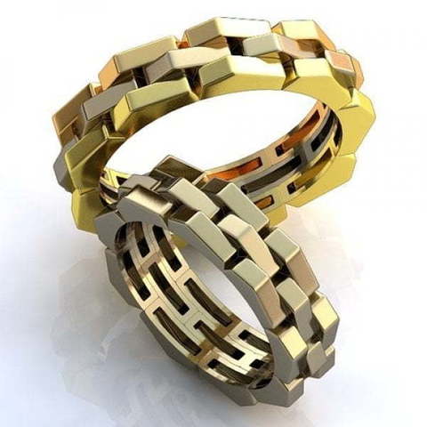 Обручальные кольца из трех видов золота AOG-obr-435 из Желтое золото от Ювелирный салон Art of glow 1