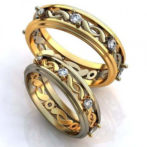 Двухцветные обручальные кольца с бриллиантами AOG-obr-449 из Комбинированные от Ювелирный салон Art of glow 1