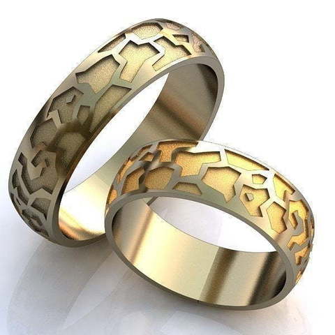 Обручальные кольца с необычной поверхностью AOG-obr-229 из Желтое золото от Ювелирный салон Art of glow 1