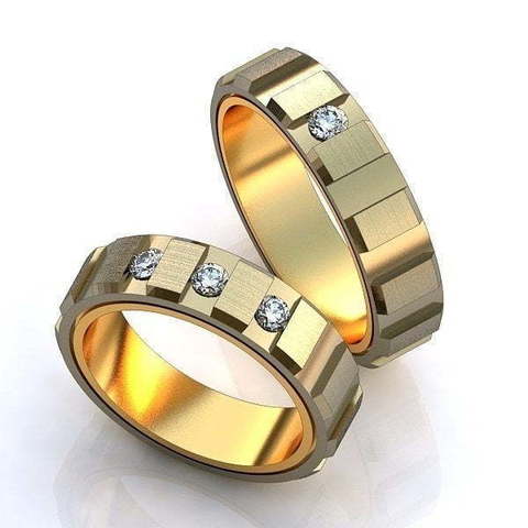 Необычные обручальные кольца с бриллиантами AOG-obr-028 из Желтое золото от Ювелирный салон Art of glow 1
