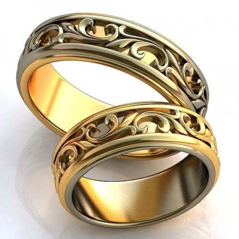 Золотые обручальные кольца с узором AOG-obr-357 из Комбинированные от Ювелирный салон Art of glow 1
