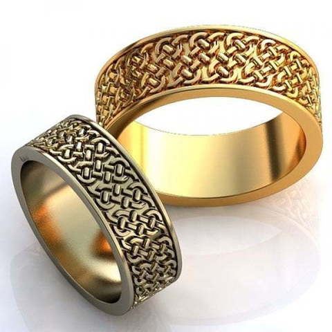 Широкие обручальные кольца с узором AOG-obr-272 из Желтое золото от Ювелирный салон Art of glow 1