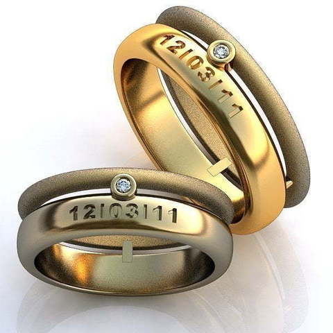 Обручальные кольца с датой свадьбы AOG-obr-248 из Комбинированные от Ювелирный салон Art of glow 1
