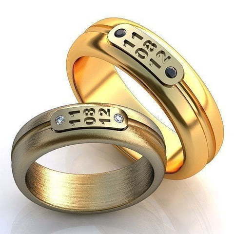 Обручальные кольца с датой свадьбы AOG-obr-246 из Желтое золото от Ювелирный салон Art of glow 1