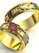 Кладдахские обручальные кольца с рубином AOG-obr-1004 из Желтое золото от Ювелирный салон Art of glow 1