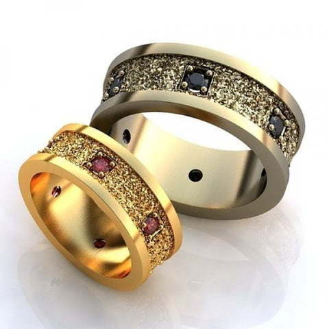 Широкие обручальные кольца с камнями AOG-obr-837 из Желтое золото от Ювелирный салон Art of glow 1