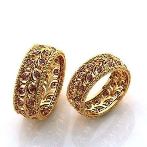 Роскошные обручальные кольца с рубинами R-KO-1101 из Желтое золото от Ювелирный салон Art of glow 1
