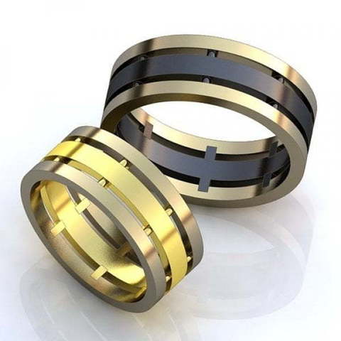 Золотые обручальные кольца тройные AOG-obr-465 из Комбинированные от Ювелирный салон Art of glow 1