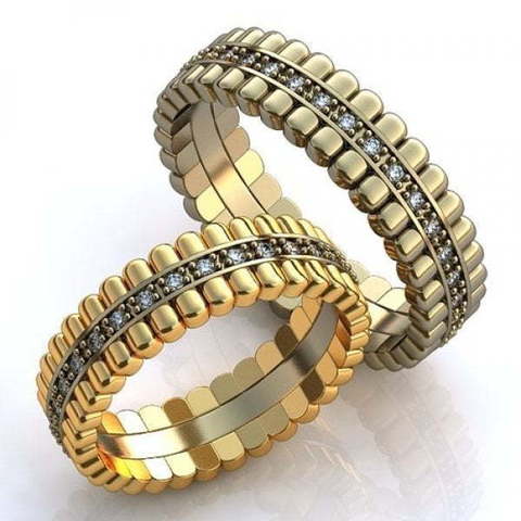 Необычные обручальные кольца с бриллиантами AOG-obr-397 из Желтое золото от Ювелирный салон Art of glow 1