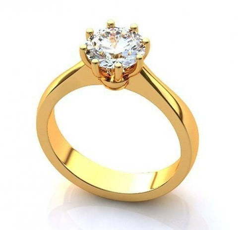 Помолвочное кольцо из желтого золота с крупным бриллиантом AOG-ER-0071 из Желтое золото от Ювелирный салон Art of glow 1