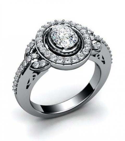 Шикарное помолвочное кольцо с бриллиантами AOG-ER-0051 из Белое золото от Ювелирный салон Art of glow 1
