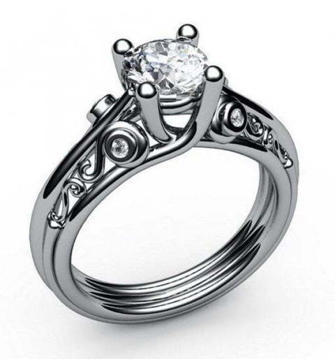 Эксклюзивное помолвочное кольцо с крупным бриллиантом AOG-ER-0023 из Белое золото от Ювелирный салон Art of glow 1