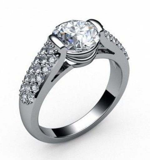 Помолвочное кольцо с крупным бриллиантом и россыпью AOG-CER-523 из Белое золото от Ювелирный салон Art of glow 1