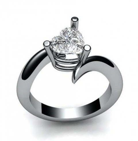 Дизайнерское помолвочное кольцо с бриллиантом сердце AOG-ER-0028 из Белое золото от Ювелирный салон Art of glow 1
