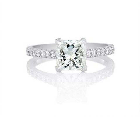 Бриллиантовое помолвочное кольцо с камнем огранки принцесса AOG-ER-0093 из Белое золото от Ювелирный салон Art of glow 1