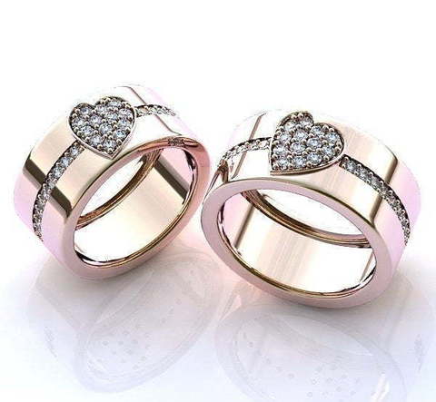 Обручальные кольца с сердцем из бриллиантов R-KO-1026 из Розовое (красное) золото от Ювелирный салон Art of glow 1