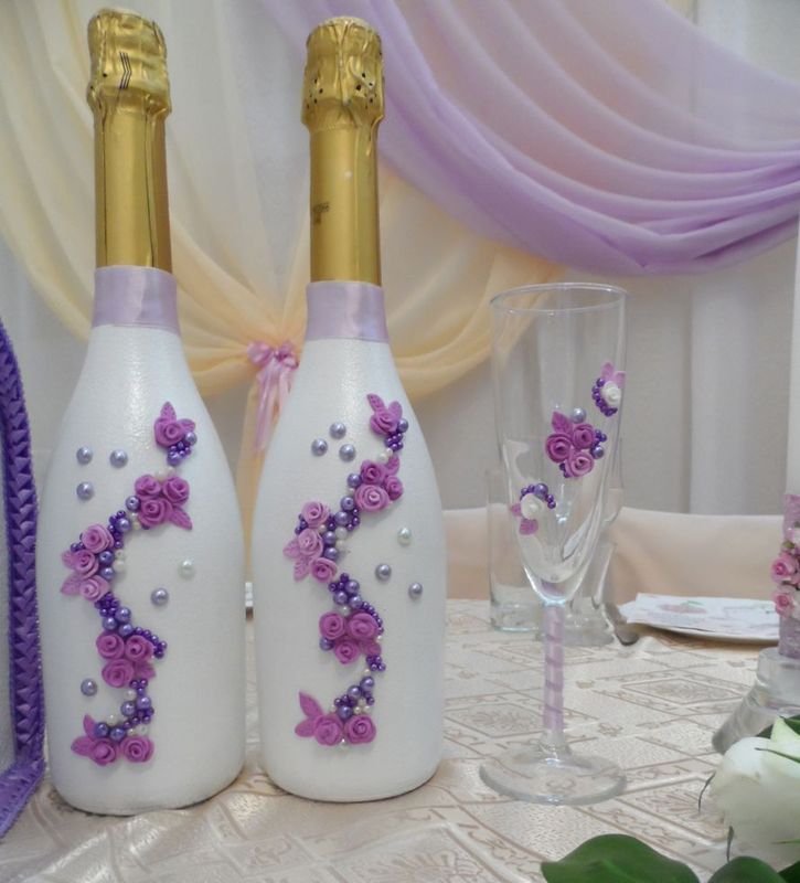 Бокалы для шампанского свадебные декорированные цветочной композицией