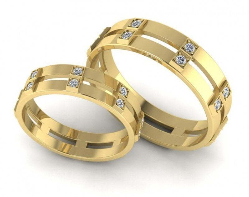 Обручальные кольца с сапфирами R-KO-1068 из Желтое золото от Ювелирный салон Art of glow 2