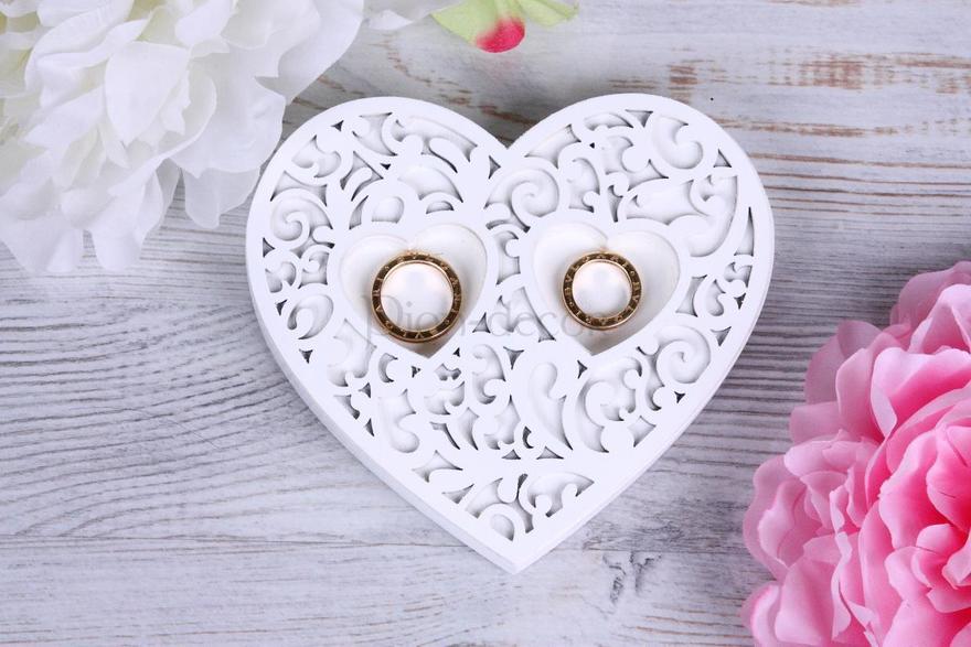 Ажурное сердечко под кольца Белое от  2