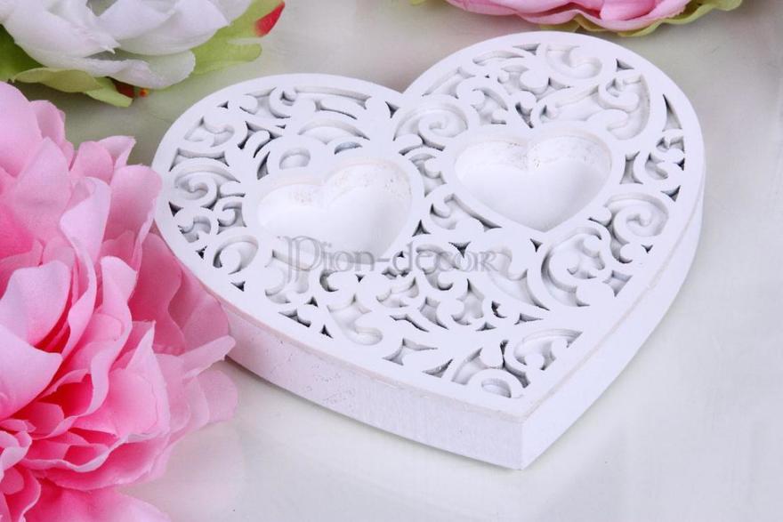 Ажурное сердечко под кольца Белое от  3