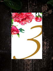 Пышный пион - номер стола от Пригласи красиво 1