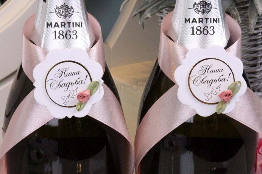 Комплект лент на шампанское Пепельная роза от  2