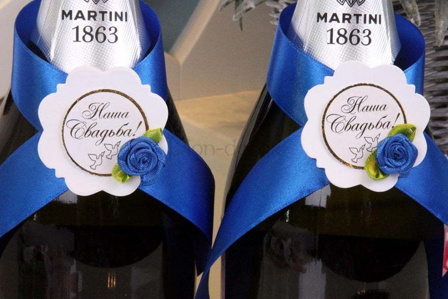 Комплект лент на шампанское Индиго от  2