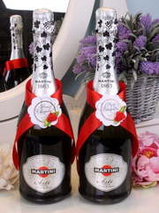 Комплект лент на шампанское Красный от  1