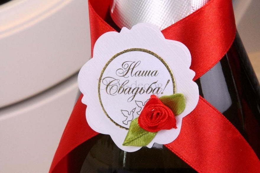Комплект лент на шампанское Красный от  3
