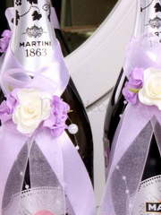 Лавандовые ленты на шампанское от  2