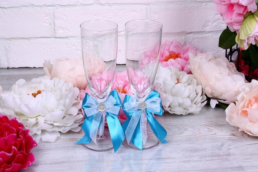 Бокалы с бирюзовой лентой. от  3