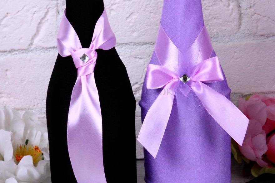 Стрейчевые чехлы на бутылки Лаванда от  2