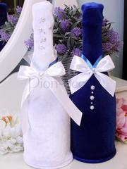 Бархатные чехольчики на бутылки Love индиго от  1