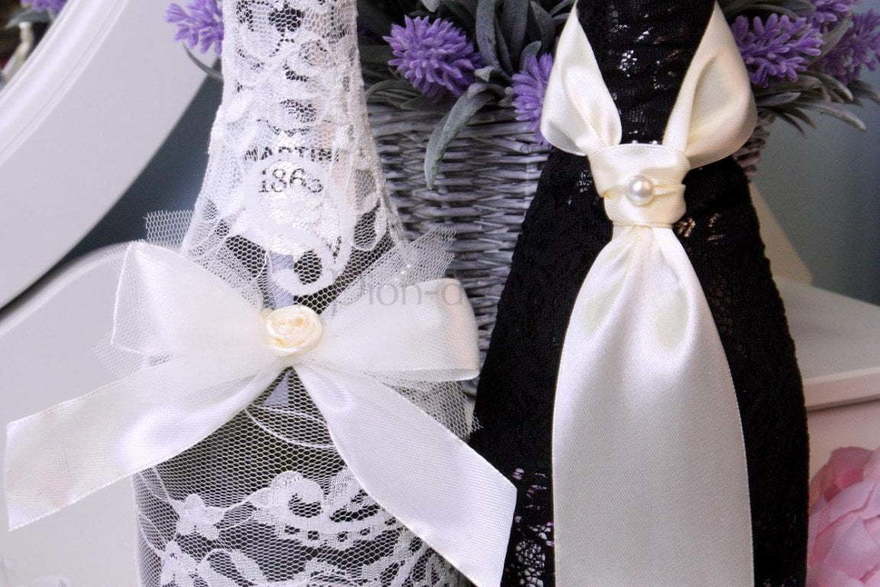 Кружевные чехольчики на бутылки Perfect айвори от  2