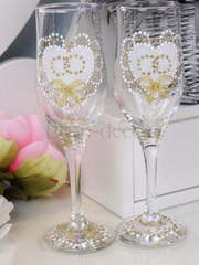 Бокалы с золотыми сердцами от  1