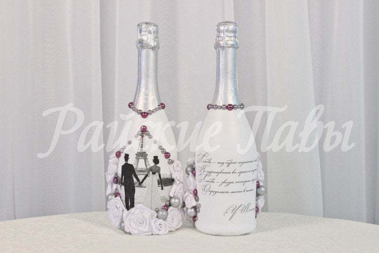 Декор шампанского. Коллекция Каролина от Свадебная арт студия Райские Павы 1